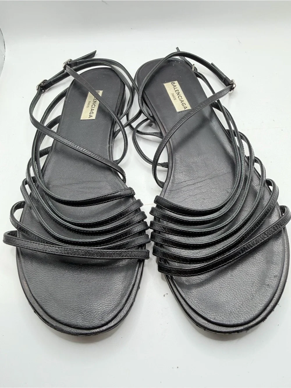 Balenciaga Black Multi-Strap Leather Sandals